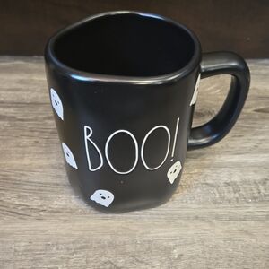 Rae Dunn Black and White Halloween Mug BOO Design